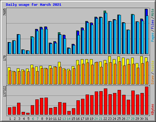 Daily usage for March 2021